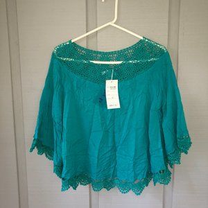Nico LA NWT Poncho Top Cover-Up Resort Emerald Green One Size Fits All
